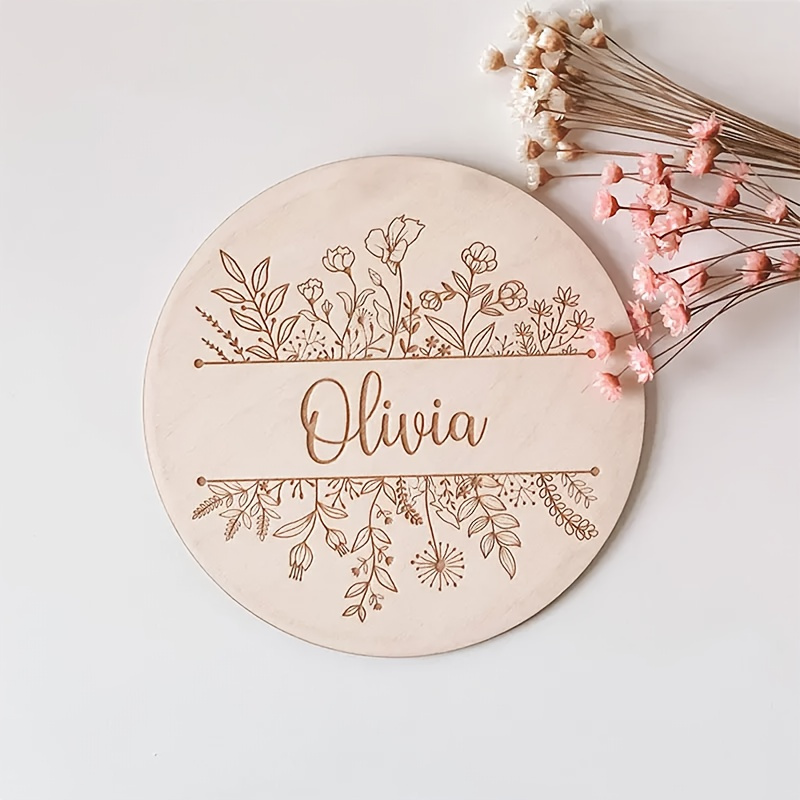 Personalized Engraved Gift - Kişiye Özel Çiçek Desenli İsim Plaketi,